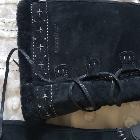 CAT Caterpillar women's winter leather boots black size 6 - Picture 2 of 7